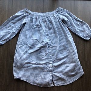 SOLD❗️OFF THE SHOULDER BLUE STRIPED DRESS